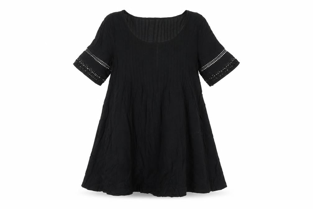 Ecote Womens Black Viscose Trapeze & Swing Size S Round Neck Pullover