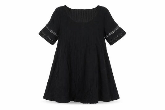 Ecote Womens Black Viscose Trapeze & Swing Size S Round Neck Pullover