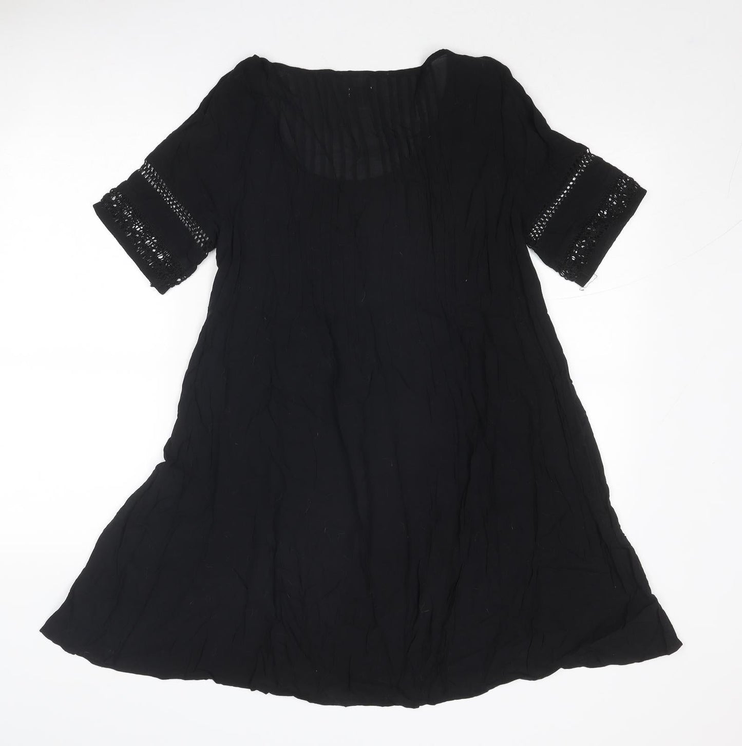 Ecote Womens Black Viscose Trapeze & Swing Size S Round Neck Pullover