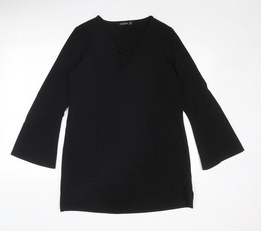 Boohoo Womens Black Polyester A-Line Size 10 Sweetheart Pullover