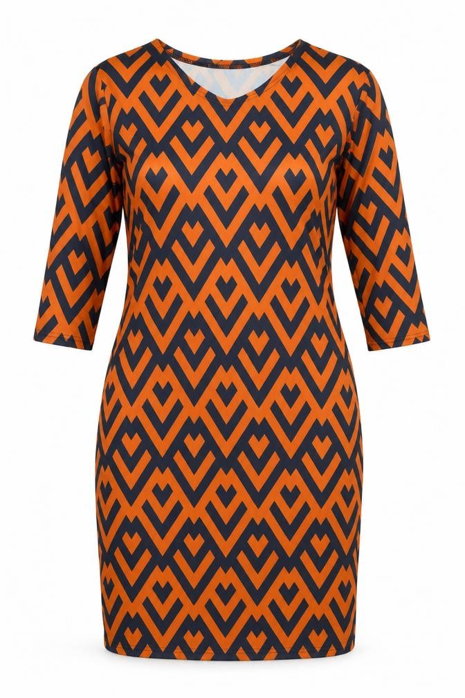 Ottilie Pop Womens Orange Geometric Polyester A-Line Size 10 Round Neck Pullover
