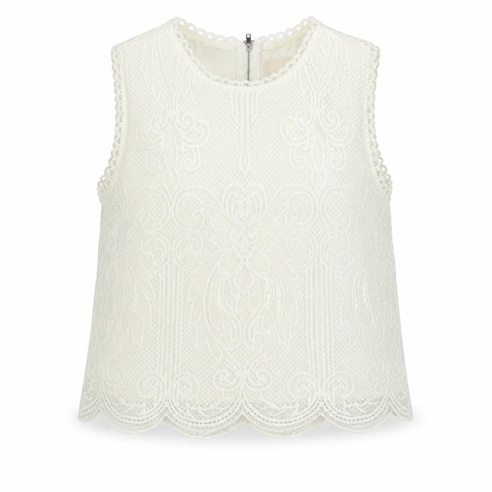 Moon River Womens White Polyester Basic Tank Size XS Round Neck