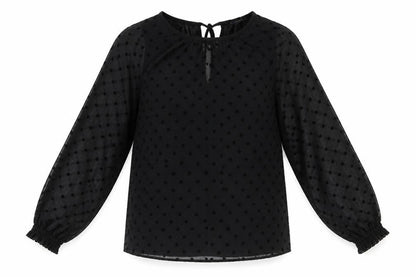 Marks & Spencer Womens Black Polka Dot Polyester Basic Blouse Size 8 Round Neck
