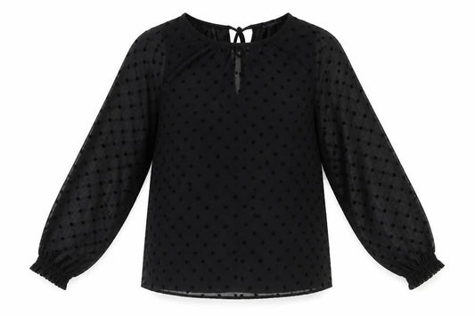 Marks and Spencer Womens Black Polka Dot Polyester Basic Blouse Size 8 Round Neck