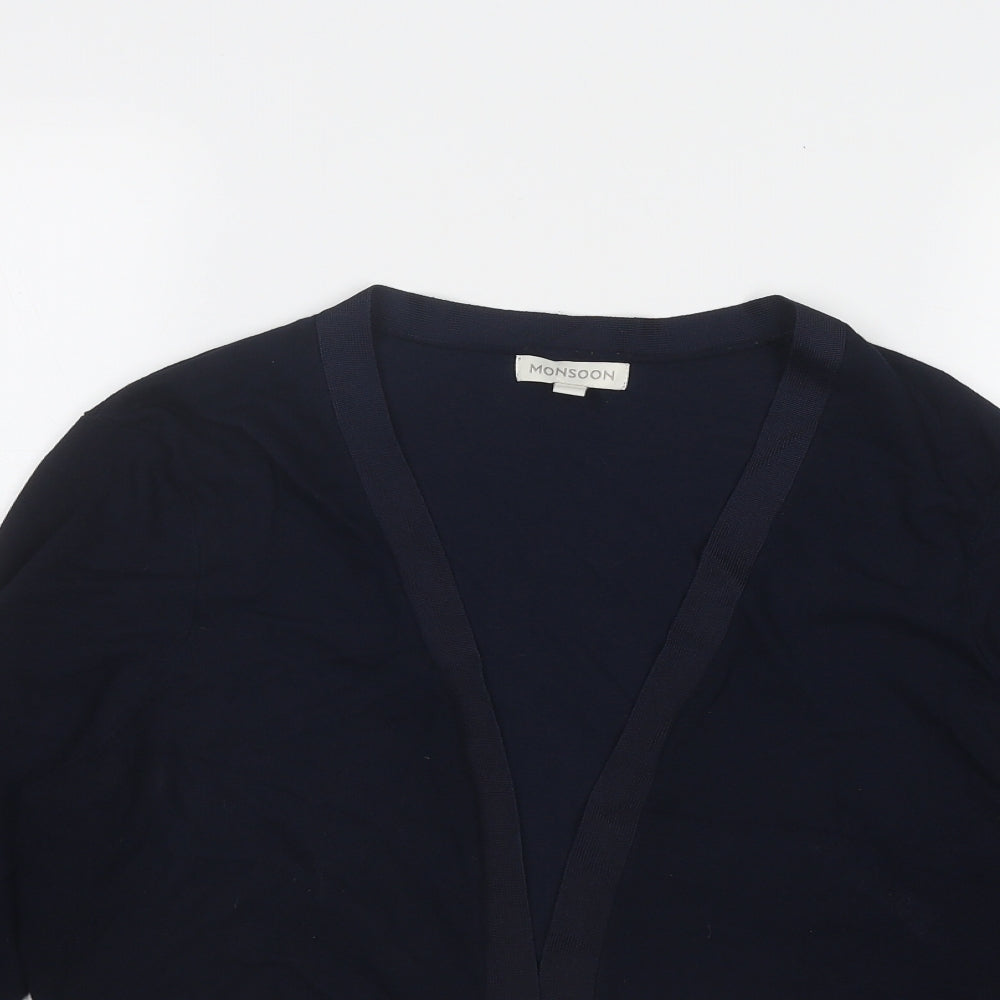 Monsoon Womens Blue V-Neck Viscose Cardigan Jumper Size M