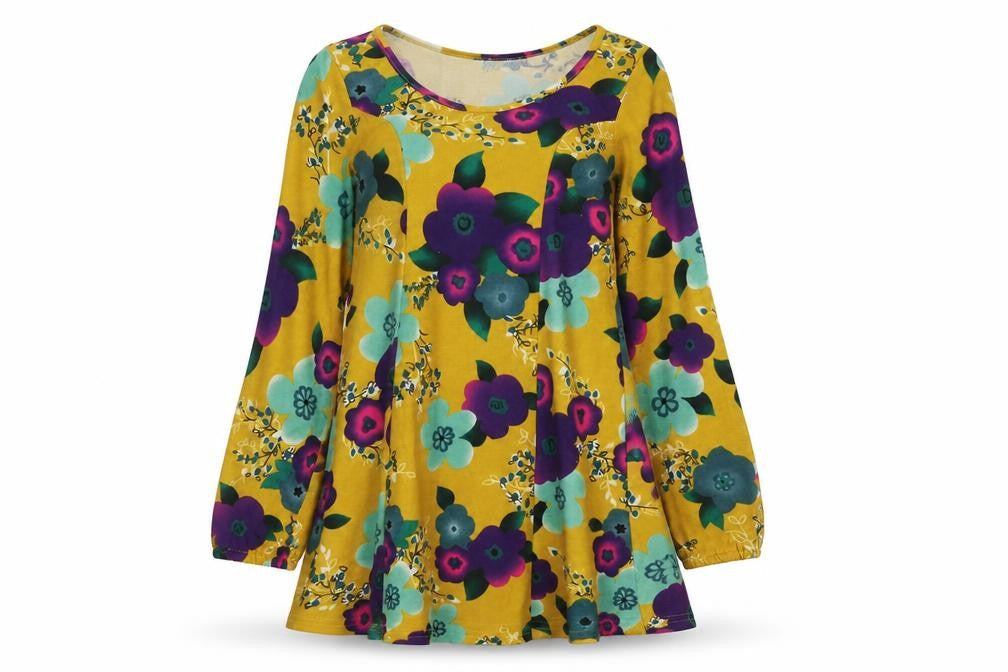 Indulgence Womens Multicoloured Floral Wool Trapeze & Swing Size S Round Neck Pullover - Size S-M
