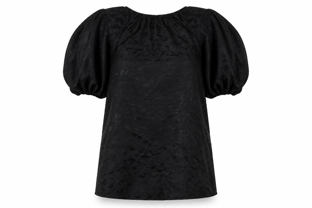 Marks & Spencer Womens Black Geometric Polyester A-Line Size 14 Round Neck Button
