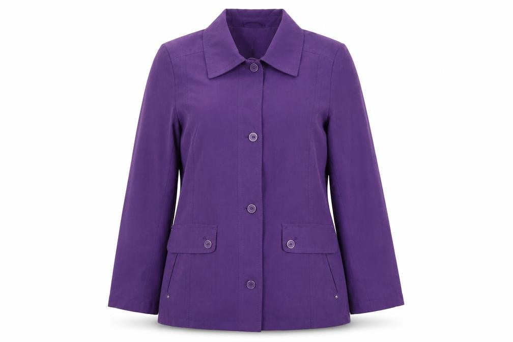 EWM Womens Purple Pea Coat Coat Size 12 Button