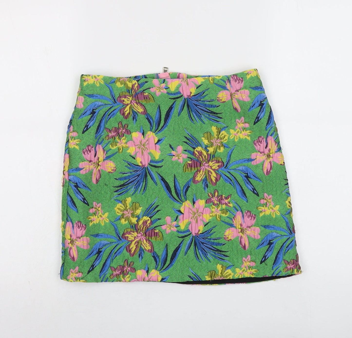 River Island Womens Multicoloured Floral Polyester A-Line Skirt Size 6 Zip