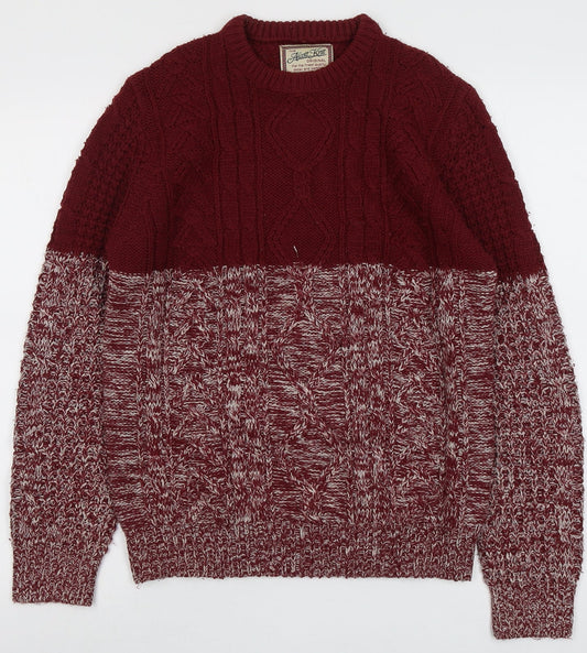 Allcott Knit Womens Red Round Neck Acrylic Pullover Jumper Size S