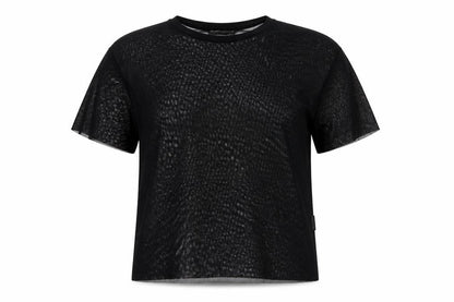 Pull&Bear Womens Black Polyester Basic T-Shirt Size S Round Neck