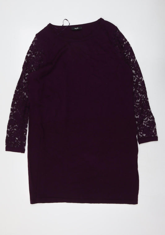 Wallis Womens Purple Acrylic A-Line Size L Round Neck Pullover
