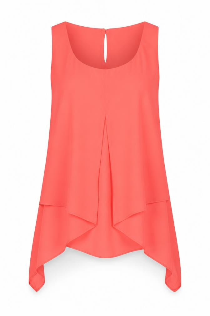 Roman Womens Pink Polyester Basic Tank Size 10 Round Neck