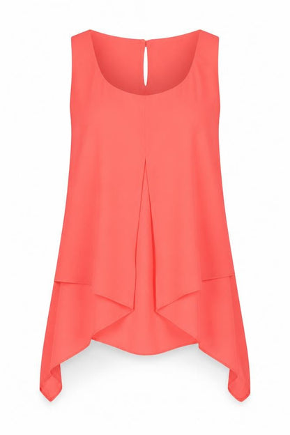 Front view of Roman women’s pink polyester basic tank, size UK 10, round neck