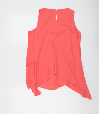 Back view of Roman women’s pink polyester basic tank, size UK 10, round neck