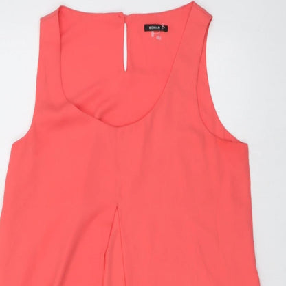 Close-up detail of Roman women’s pink polyester basic tank, size UK 10, round neck