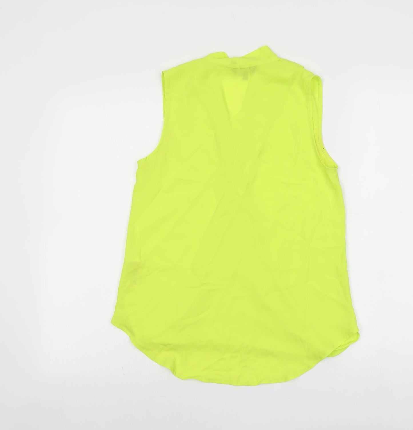 New Look Womens Yellow Polyester Basic Blouse Size 10 V-Neck