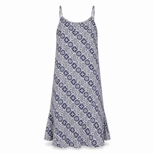 Marks & Spencer Womens Blue Geometric Viscose Tank Dress Size 8 Round Neck Pullover