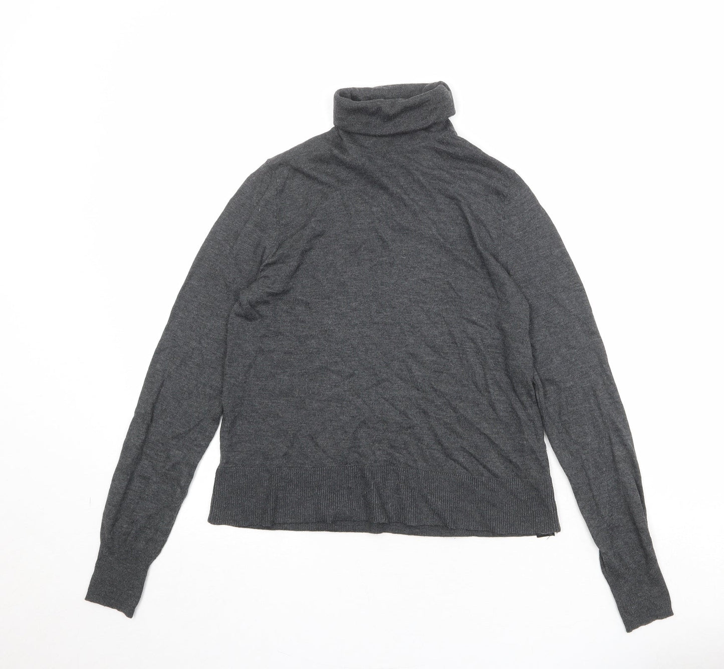 Zara Womens Grey Roll Neck Modal Pullover Jumper Size S