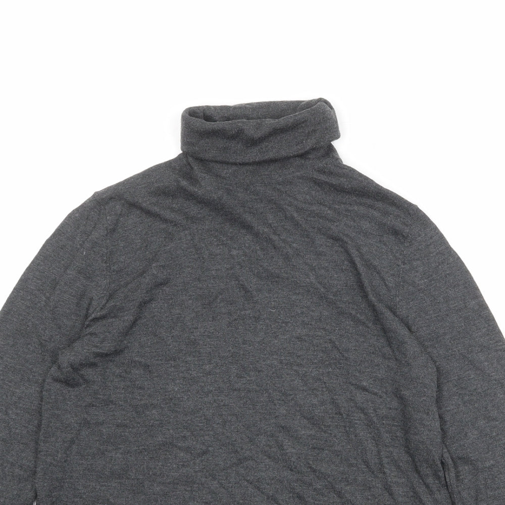 Zara Womens Grey Roll Neck Modal Pullover Jumper Size S