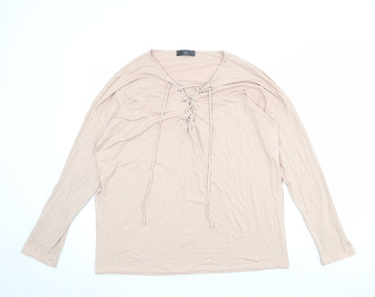 Additional front view of Missguided women’s pink viscose basic blouse, size UK 16, v-neck