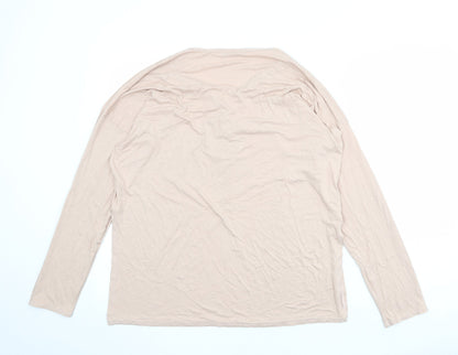 Back view of Missguided women’s pink viscose basic blouse, size UK 16, v-neck