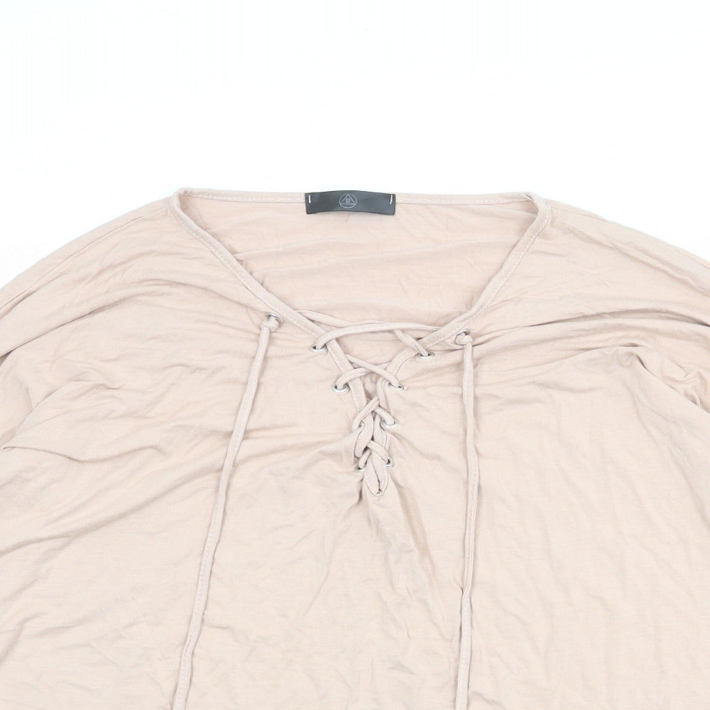 Missguided Womens Pink Viscose Basic Blouse Size 16 V-Neck
