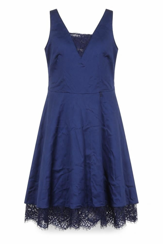 Paraphrase Womens Blue Polyester Fit & Flare Size M Square Neck Zip