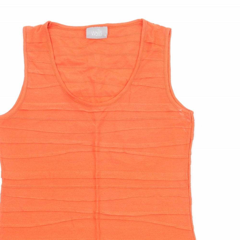 Wallis Womens Orange Polyester Basic Tank Size 12 Round Neck