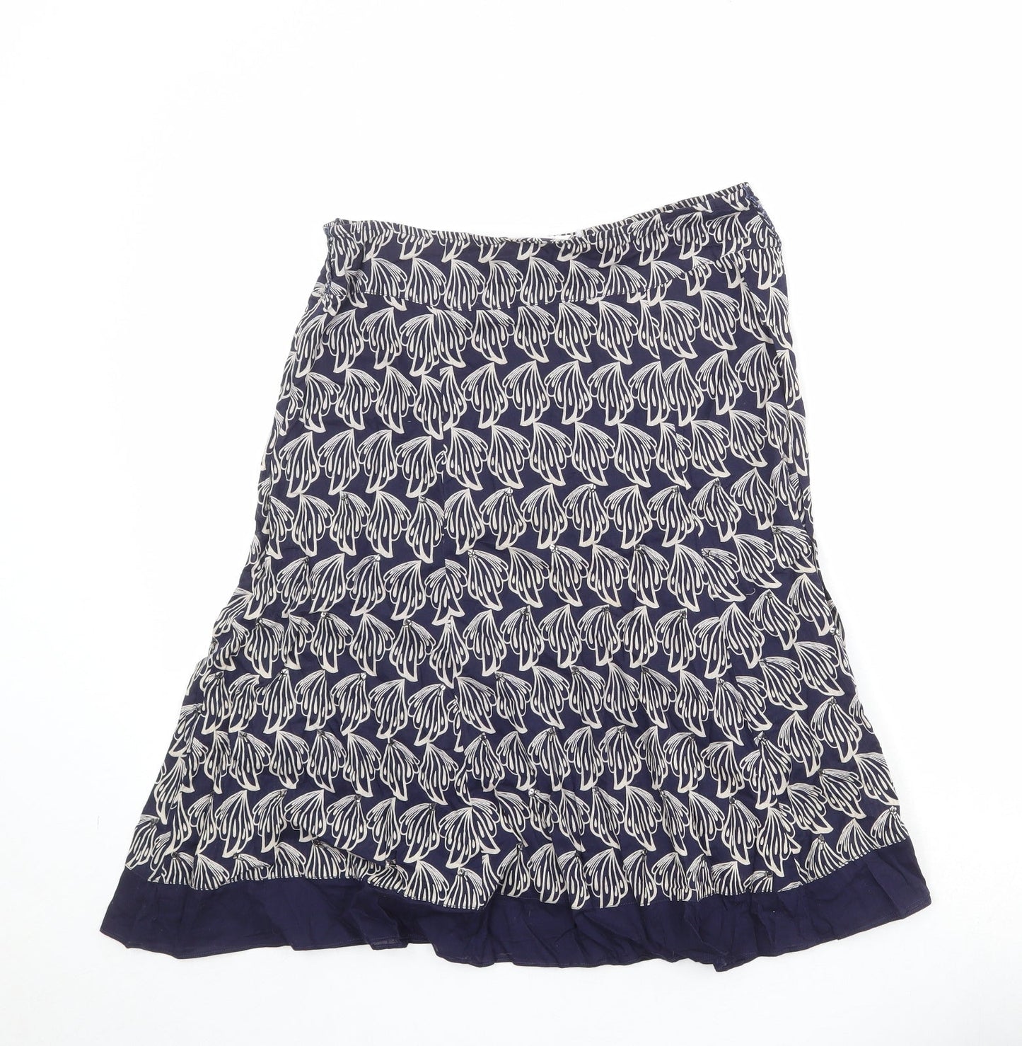 Wallis Womens Blue Geometric Cotton Swing Skirt Size 10 Zip