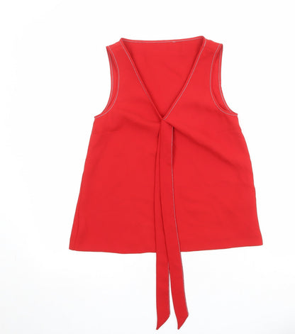 Marks & Spencer Womens Red Polyester Basic Blouse Size 6 V-Neck