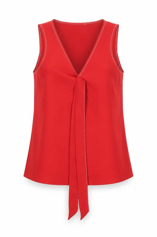 Marks and Spencer Womens Red Polyester Basic Blouse Size 6 V-Neck