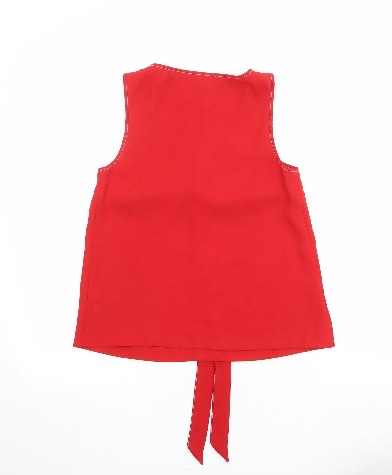 Marks and Spencer Womens Red Polyester Basic Blouse Size 6 V-Neck