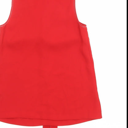 Marks & Spencer Womens Red Polyester Basic Blouse Size 6 V-Neck