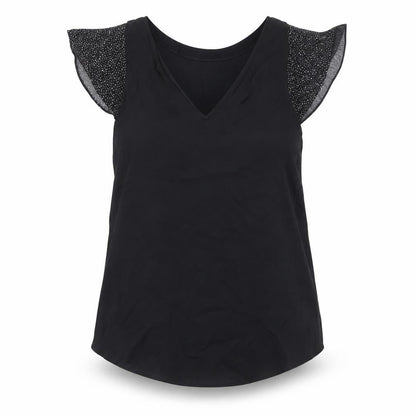Oasis Womens Black Polyester Basic Blouse Size 10 V-Neck
