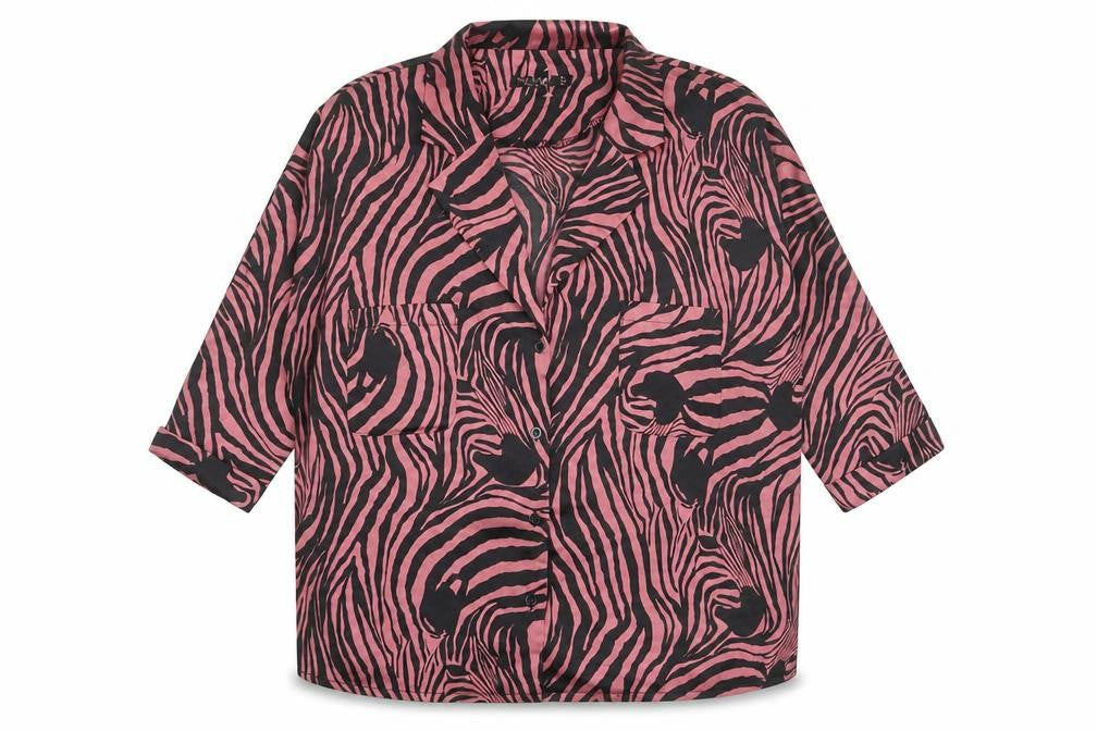 Nasty Gal Womens Pink Animal Print Polyester Basic Button-Up Size 10 Collared - Zebra Print