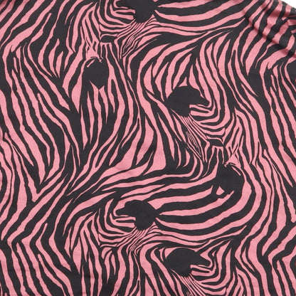 Nasty Gal Womens Pink Animal Print Polyester Basic Button-Up Size 10 Collared - Zebra Print