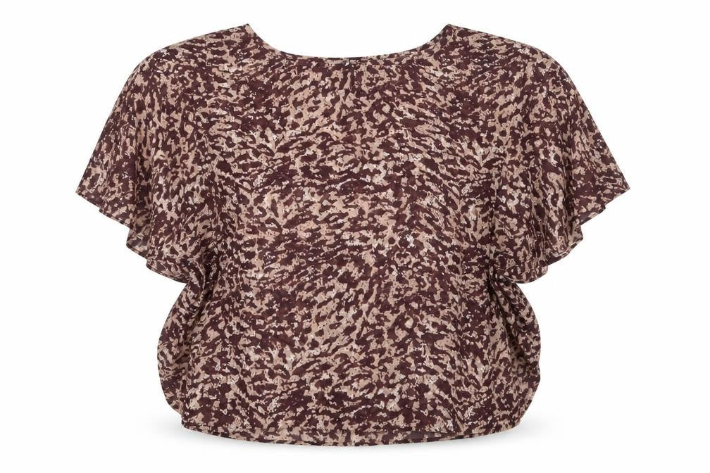 NEXT Womens Brown Animal Print Polyester Basic Blouse Size 14 Boat Neck