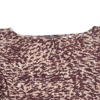 Next Womens Brown Animal Print Polyester Basic Blouse Size 14 Boat Neck