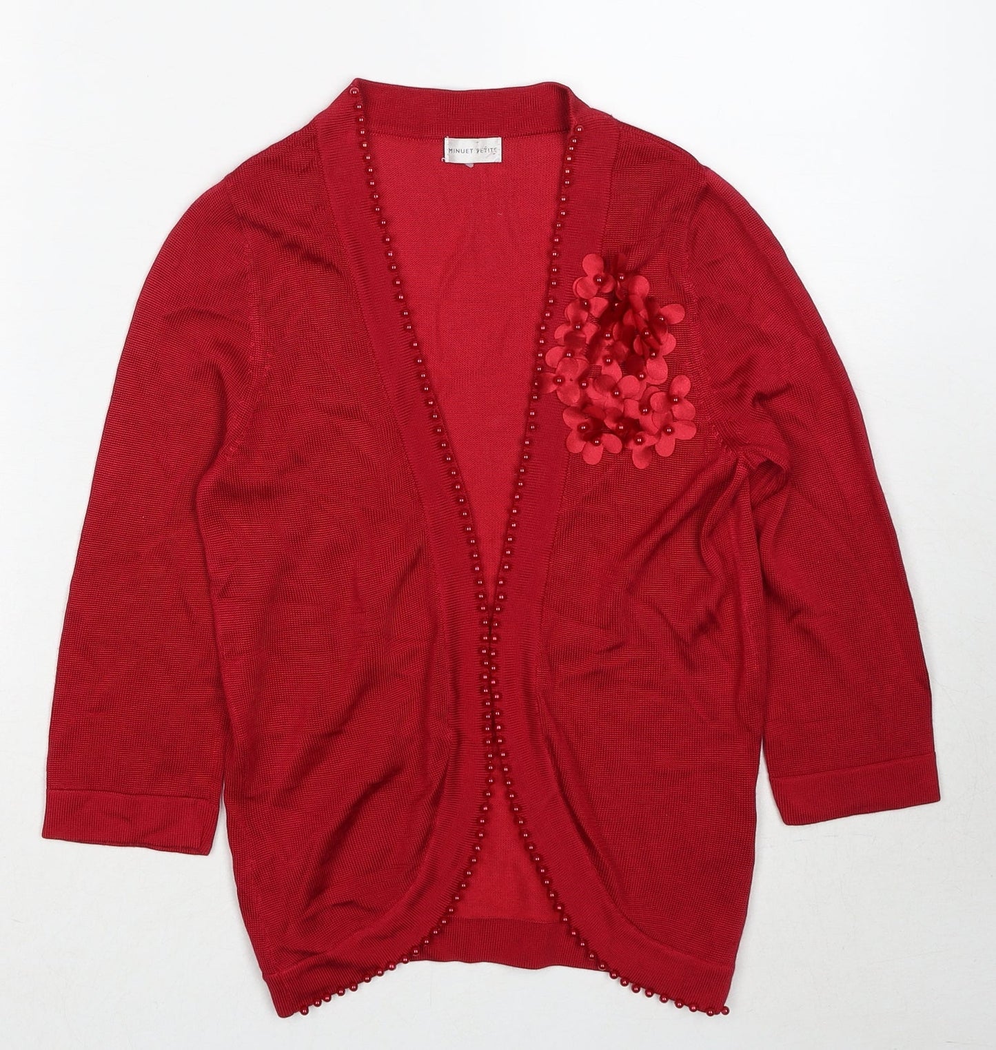 Minuet Womens Red V-Neck Viscose Cardigan Jumper Size 8