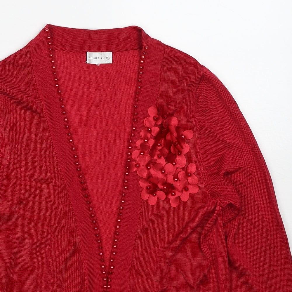 Minuet Womens Red V-Neck Viscose Cardigan Jumper Size 8