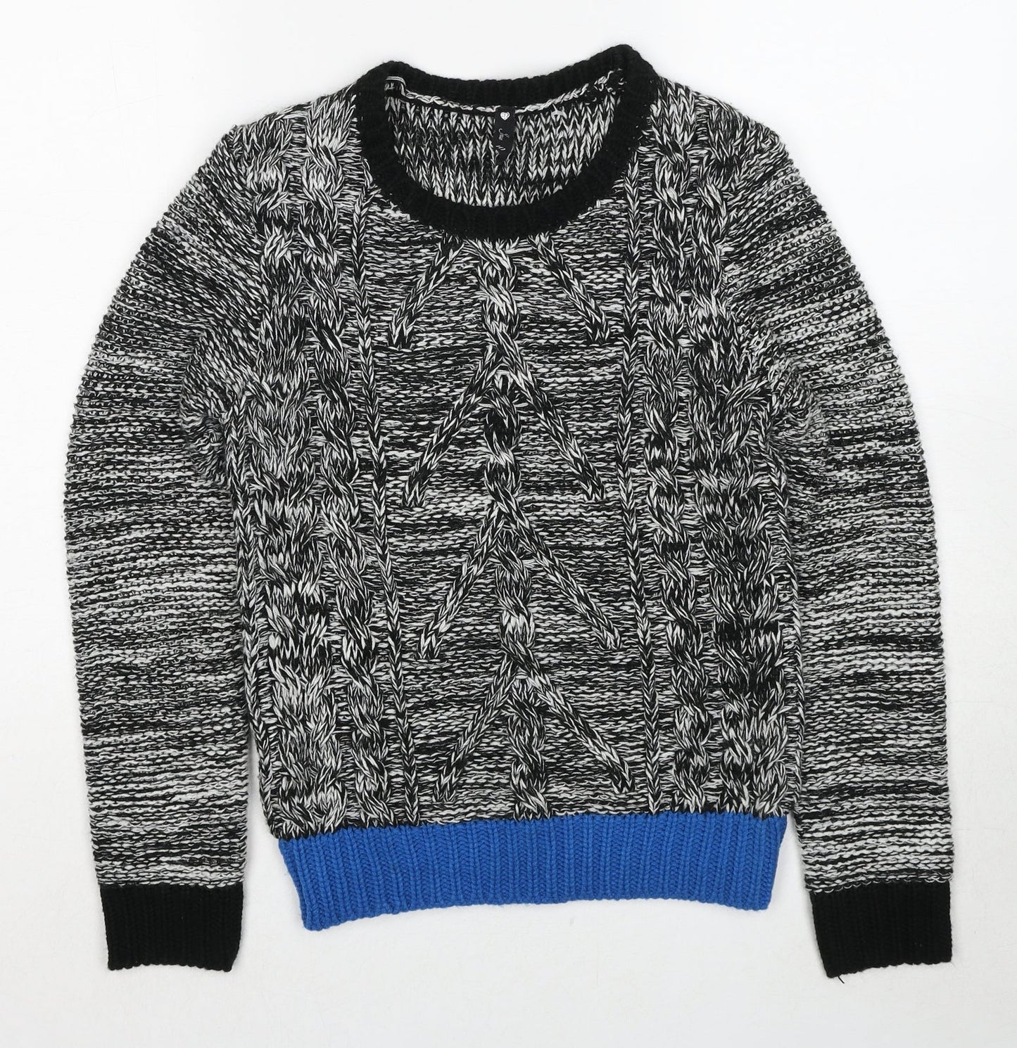 Influence Womens Black Round Neck Acrylic Pullover Jumper Size 10