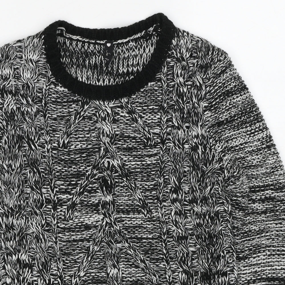 Influence Womens Black Round Neck Acrylic Pullover Jumper Size 10
