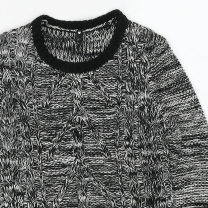 Influence Womens Black Round Neck Acrylic Pullover Jumper Size 10