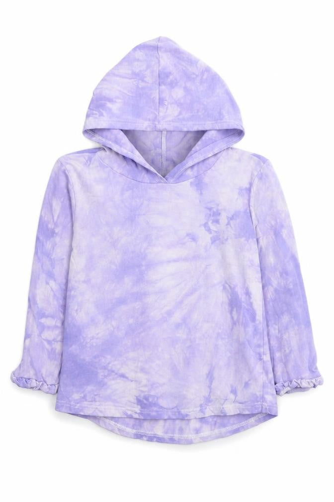 Kiddie Girls Purple Cotton Pullover Hoodie Size 10 Years Pullover - Tie Dye