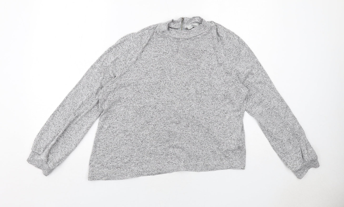 Oasis Womens Grey Viscose Basic Blouse Size L Mock Neck