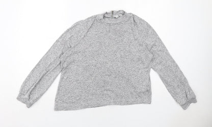 Oasis Womens Grey Viscose Basic Blouse Size L Mock Neck