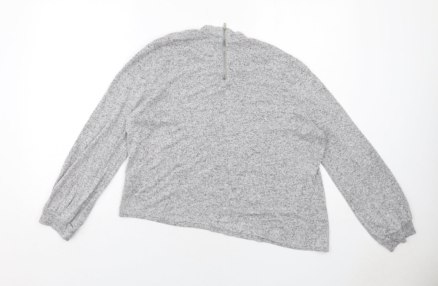 Oasis Womens Grey Viscose Basic Blouse Size L Mock Neck