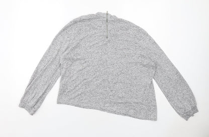 Oasis Womens Grey Viscose Basic Blouse Size L Mock Neck