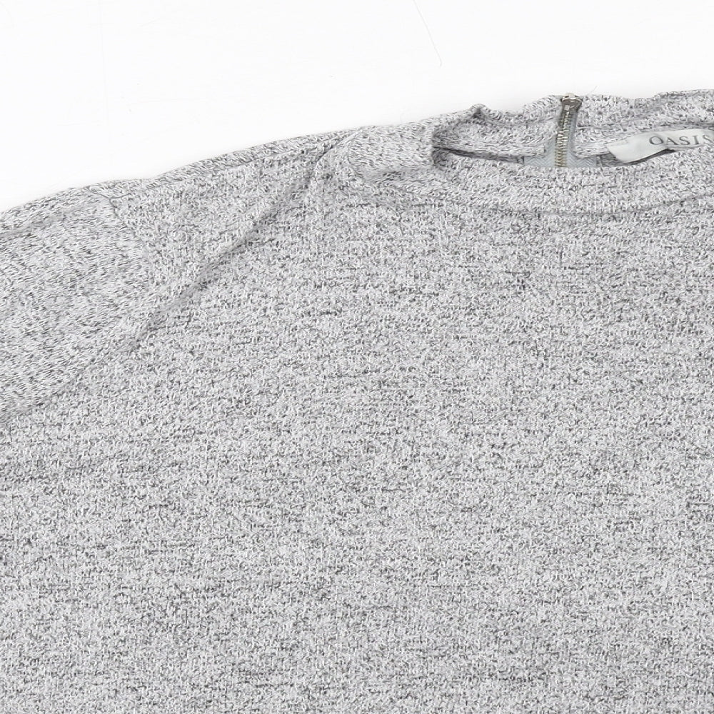 Oasis Womens Grey Viscose Basic Blouse Size L Mock Neck